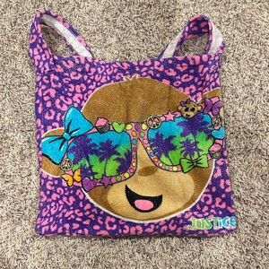 Justice Purple Leopard Print Tote Towel Bag